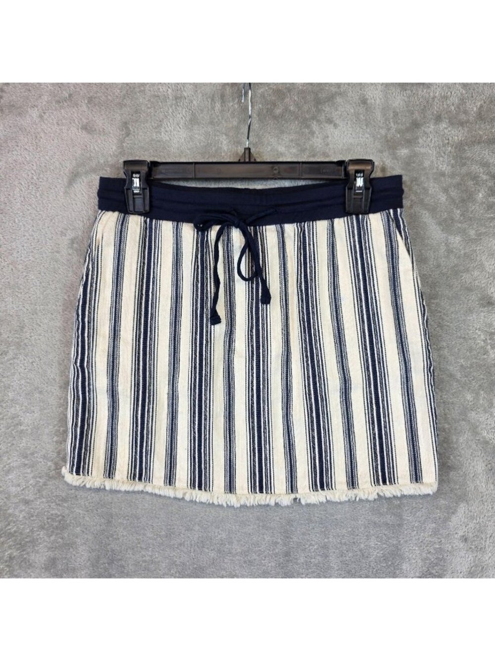 Dolan Left Coast Collection Skirt Womens PS Blue Stripe Terry Drawstring Fringe